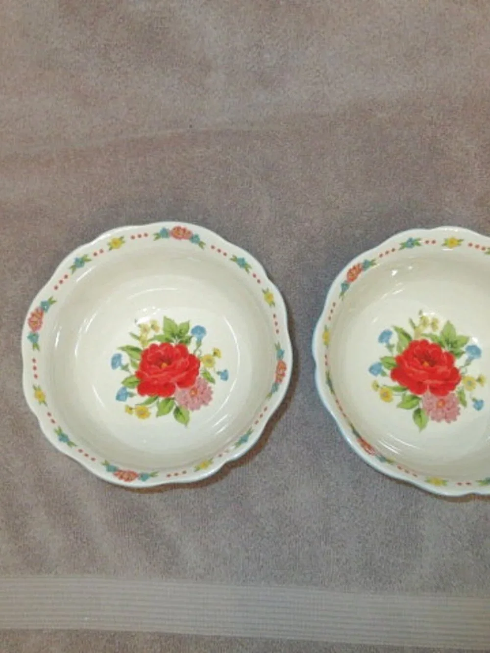 Pioneer Woman Sweet Rose Bowls Set Of 2 Stoneware Blue Birds Floral Countrycore
